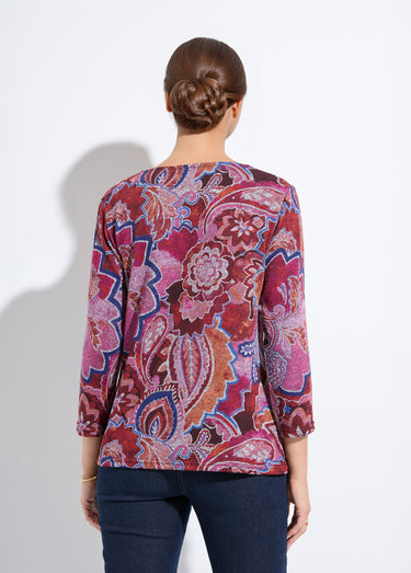 T-shirt court manches 3/4 imprimé façon cachemire Imprime/Rose