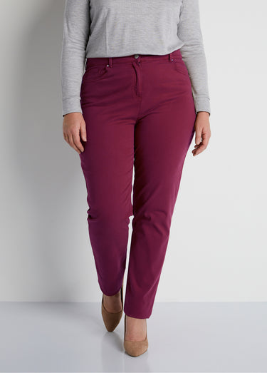 Pantalon droit 5 poches coton stretch Bordeaux