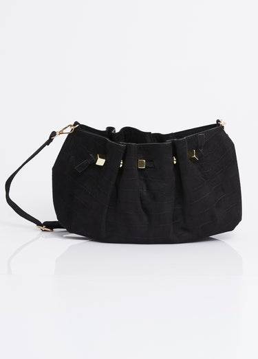Sac à main suédine effet croco Noir
