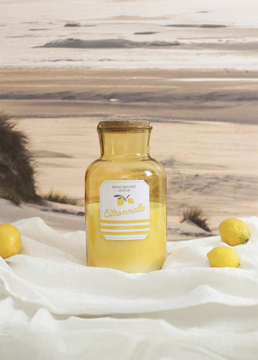 Bougie parfumée citronnelle, fiole 26cm Jaune