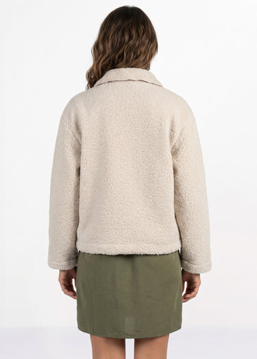 Veste maille bouclette intérieur polaire Beige