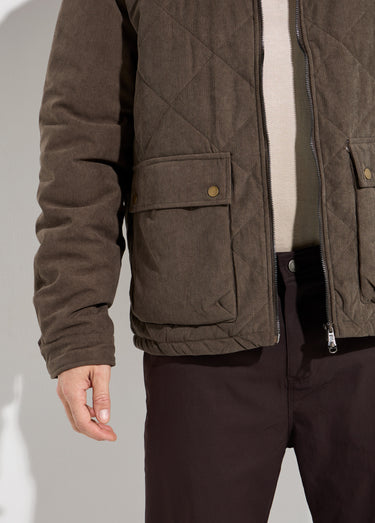 Veste matelassée en velours fine cotes Kaki
