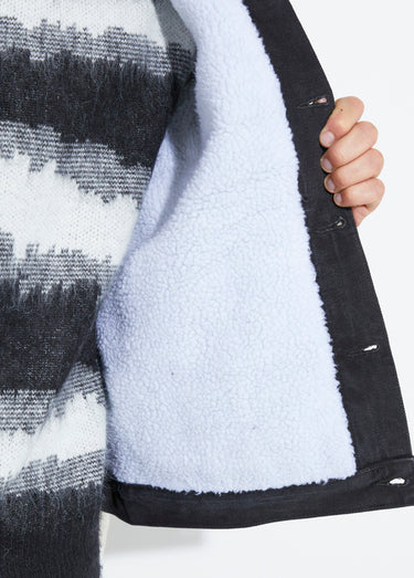 Blouson en jean intérieur fausse fourrure Noir
