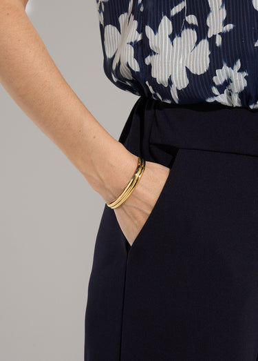 Combinaison-pantalon manches courtes bi-matière Marine/Beige