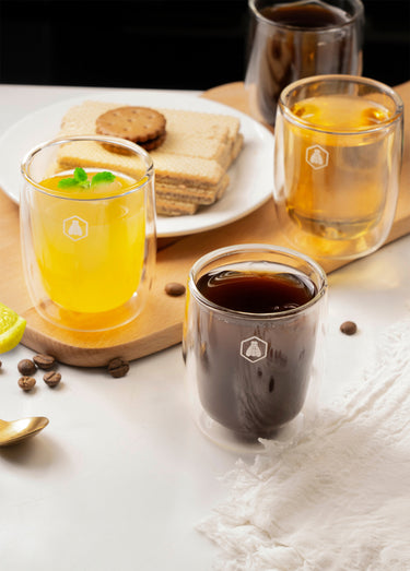 Set 4 tasses 10cl verre double paroi Blanc