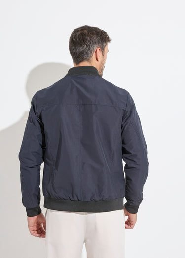 Veste aviateur zippée légère, col montant Marine