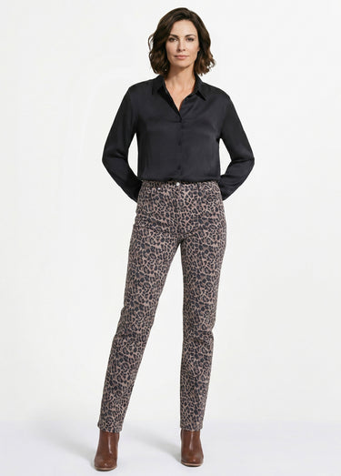 Pantalon droit 5 poches coton stretch Leopard