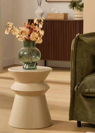 Table d'appoint acier forme totem MAYA Beige