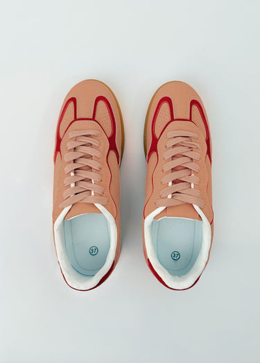 Sneakers simili cuir lisse et suédé Rose