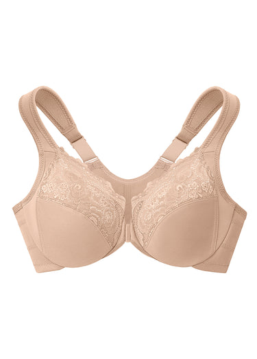 Soutien-gorge WonderWire Dentelle Grandes Tailles Posture ++, Fermeture Frontale et Armatures n°1255 Chair