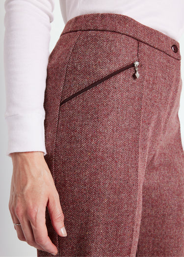 Pantalon droit chevrons ou chiné entrejambe 70 cm Chevrons Bordeaux