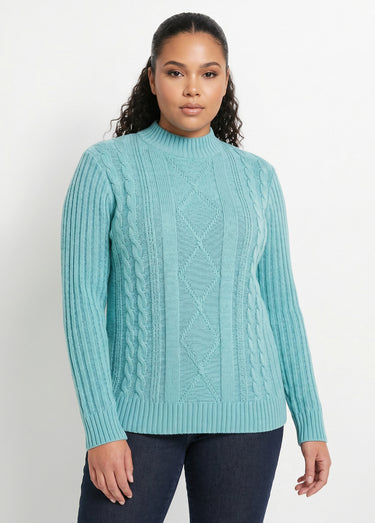 Pull chaud style irlandais col montant Vert