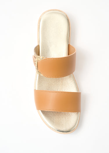 Mule pailletée largeur confort Camel