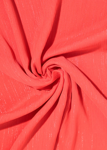 Coupon tissu voile fil métallisé, flamme Rouge