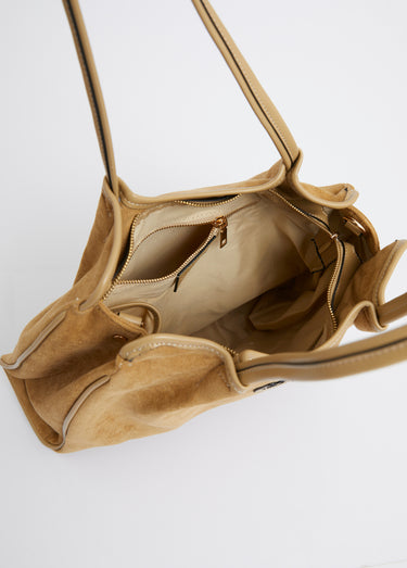 Sac shopping suédine et simili cuir Jaune Paille