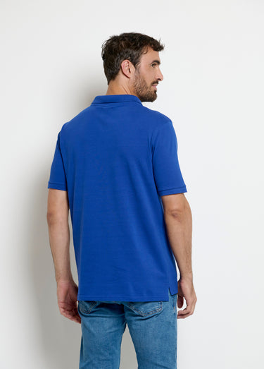 Polo manches courtes col pointe Bleu Roi