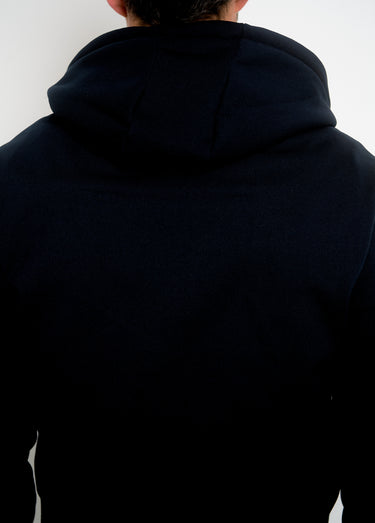 Sweat à capuche zippé poche kangourou Marine / Blanc