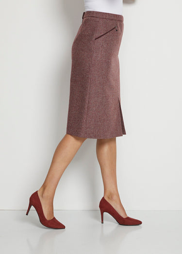Jupe chevrons ou chiné longueur 65 cm avec laine Chevrons Bordeaux