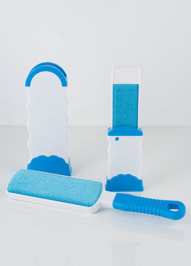 Brosses auto nettoyantes pour tissus Blanc + Bleu - Lot de 2