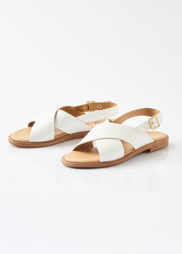 Sandales plates brides croisées Blanc