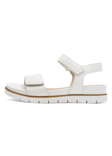 Sandales compensées scratchées en cuir Blanc