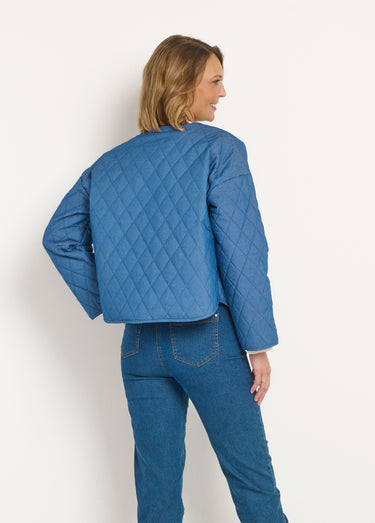 Veste matelassée à pressions en denim Bleu Jean