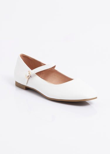 Ballerines babies plates avec bout carré Blanc