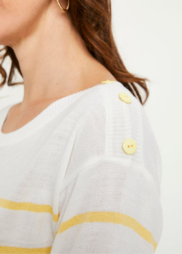 Pull fin rayé Blanc/Vanille