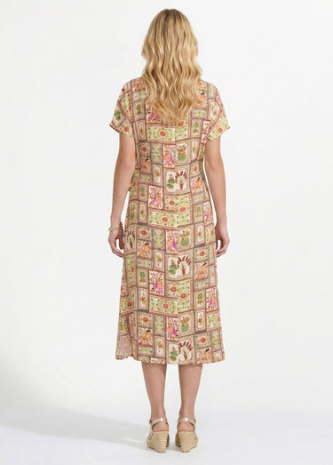Robe longue imprimée décolleté cache-cœur Vert Imprime