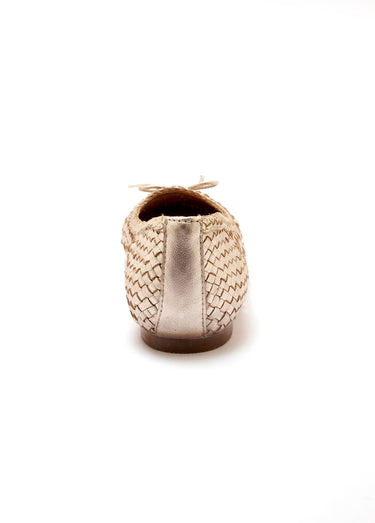 Ballerines cuir tressé, largeur confort Dore