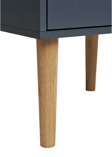 Table de chevet 2 tiroirs, en bois peint Gris Fonce