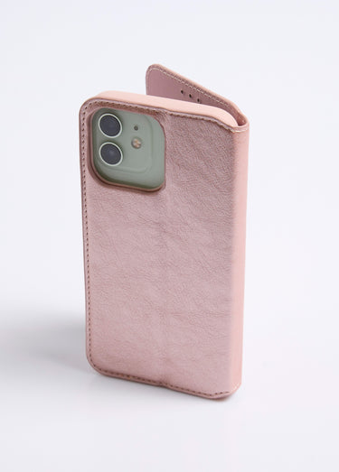 Étui aspect cuir pour iPhone 13 Rose