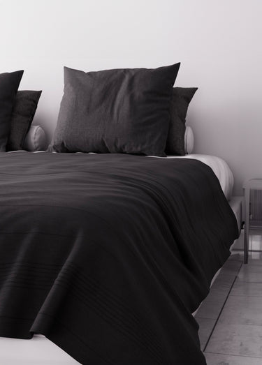 Jeté de canapé bachette coton, motif lignes Anthracite