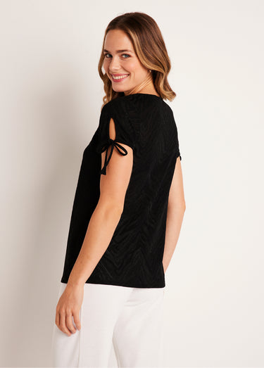 T-shirt long ample col V Noir