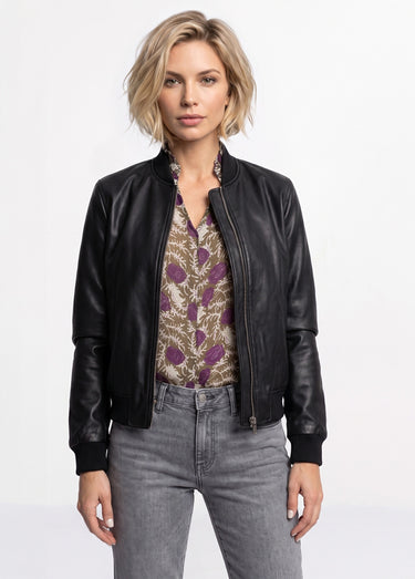 Veste motard en simili cuir froissé Noir