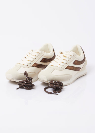 Baskets look sporty + lacets fantaisie Beige