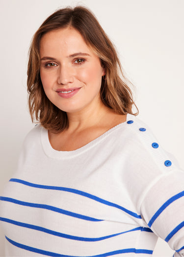 Pull fin rayé Blanc/Bleu