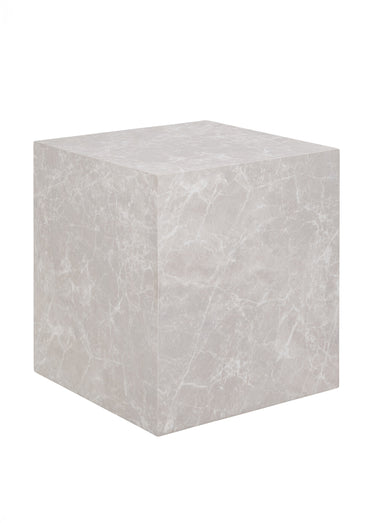 Table d'appoint cube, aspect marbre Marbre
