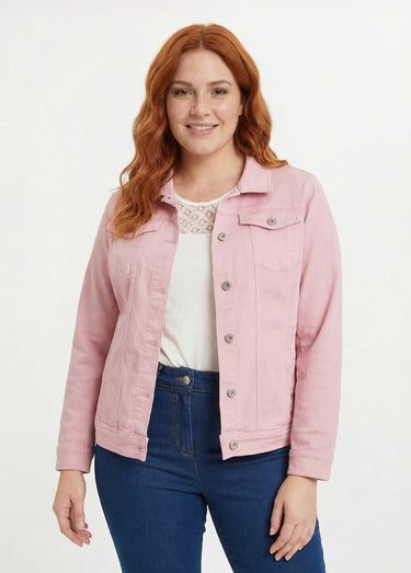 Veste en jean coupe droite stretch Rose