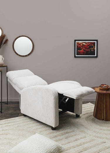 Fauteuil multipositions velours cotelé Blanc Casse
