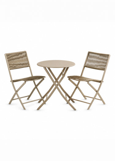 Set acier Table + 2 chaises bistro ARCAS Taupe