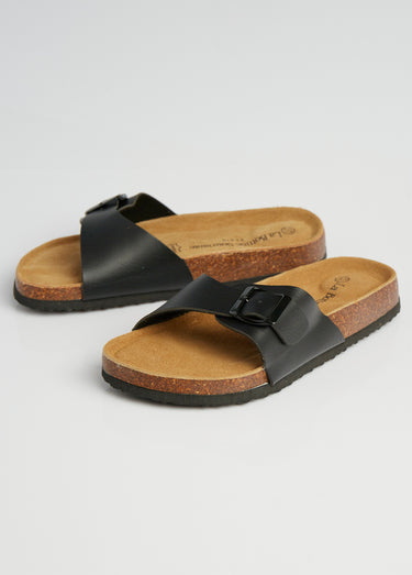 Mules avec boucle et semelle anatomique Noir