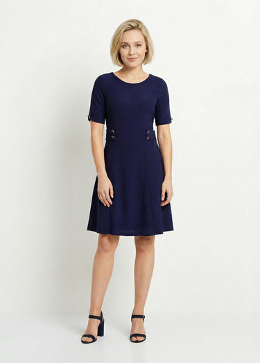 Robe évasée courte unie Marine