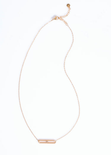 Collier pendentif barrette zirconium Dore