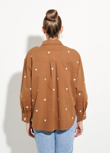 Surchemise en twill avec cœur brodés Camel