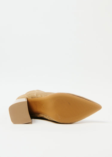 Boots velours talon bijou bout pointu Beige