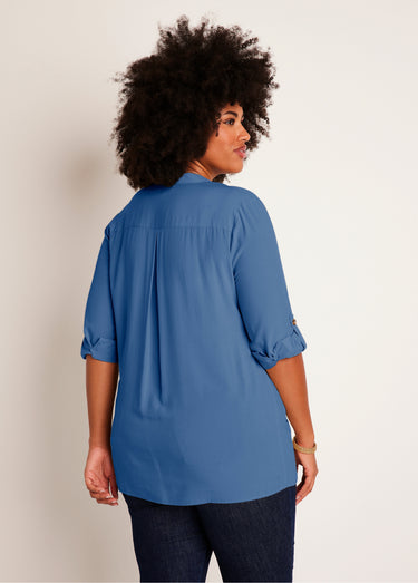 Tunique ample longue manches 3/4 Indigo