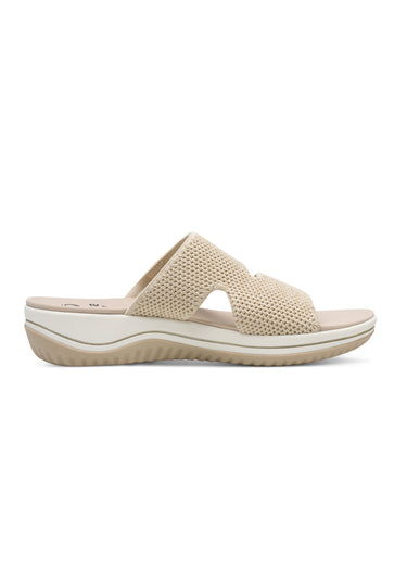Mules légères en mesh, semelle compensée Beige