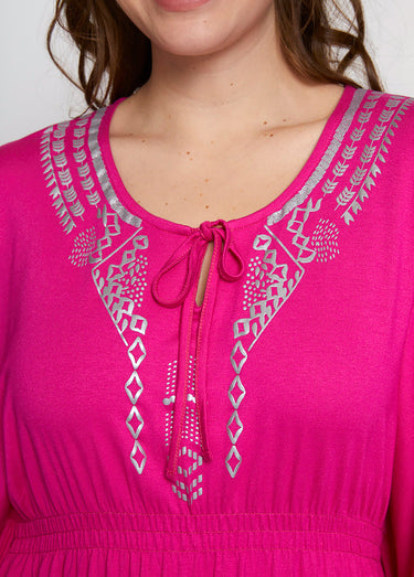 Tee-shirt longueur tunique volume T Fuchsia