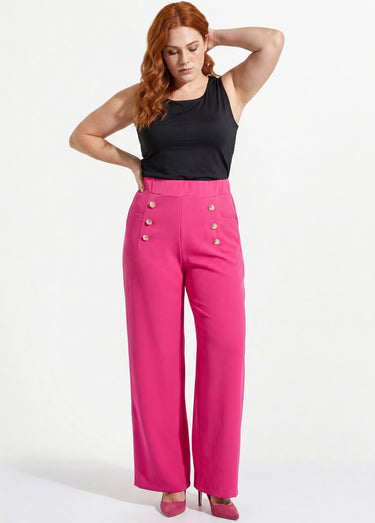 Pantalon effet pont taille élastiquée Fuchsia